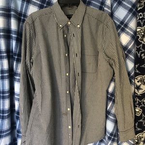 Large 16 1/2 32 33 black and white dress shirt